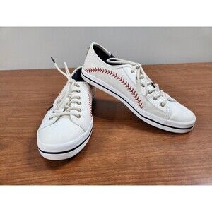 Keds Kickstart Women's Pennant White Baseball Stitch Flat Sneakers Size 8M